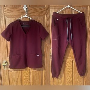 Figs Scrubs Set Burgundy